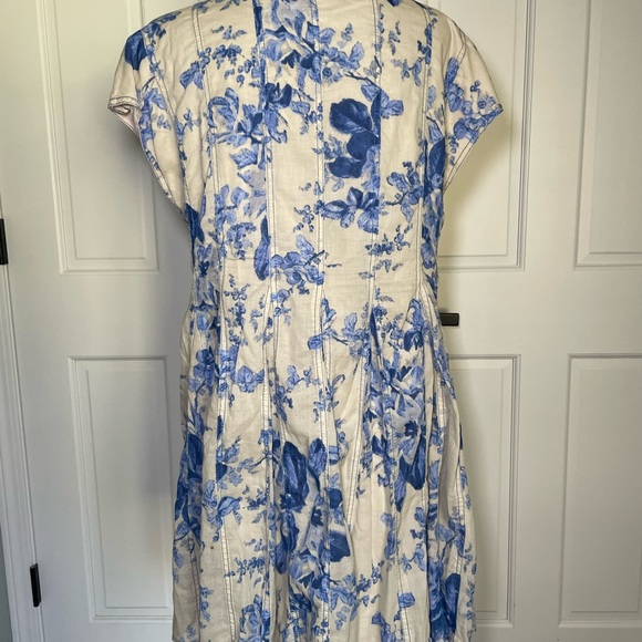 Free People Sully Floral Blue & Cream Babydoll Mini Dress Size M Romantic - Picture 9 of 14